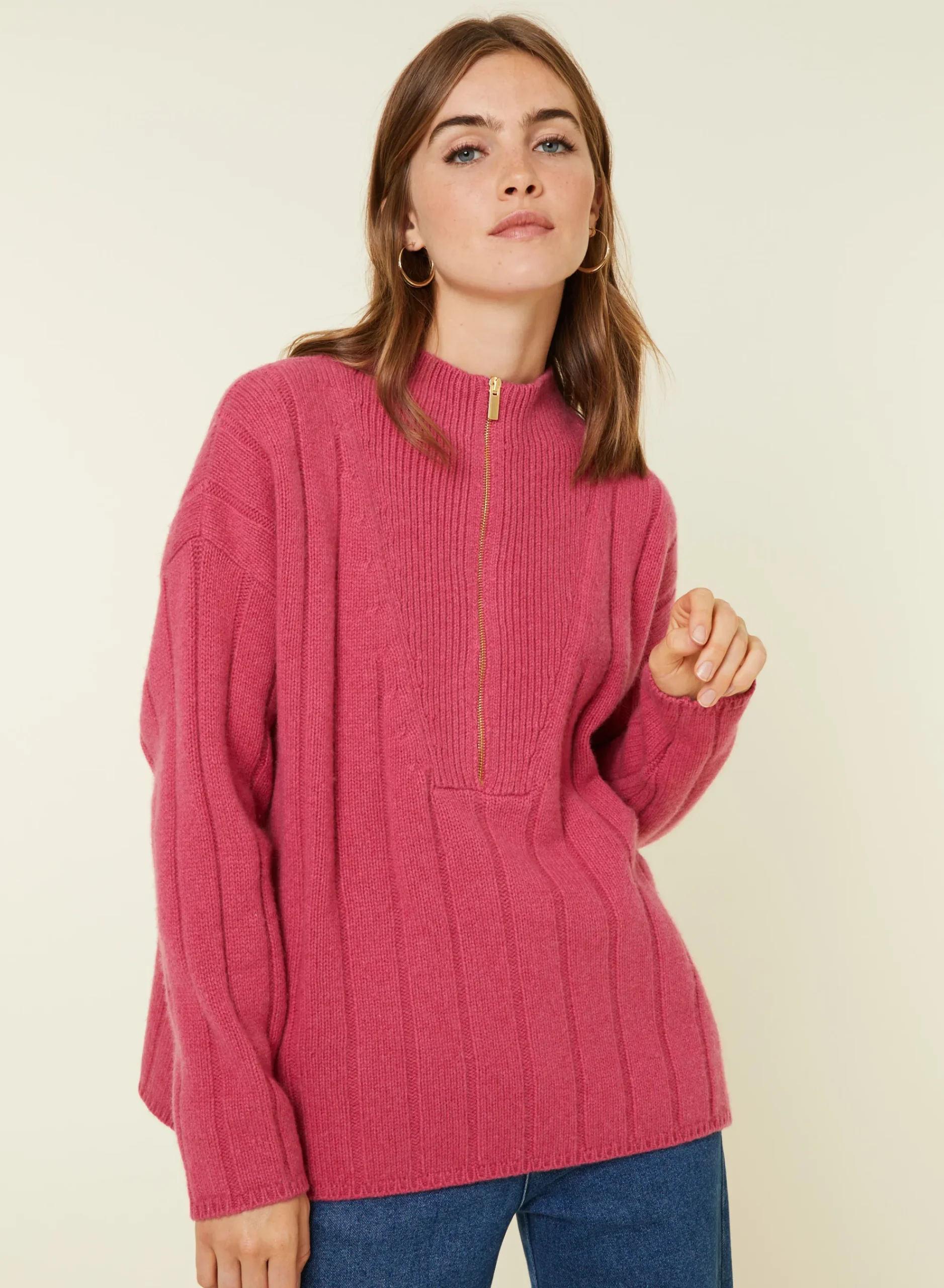 Maison Montagut Pull Col Montant Zippe En Cachemire Melange - Lodric>Femme Pulls