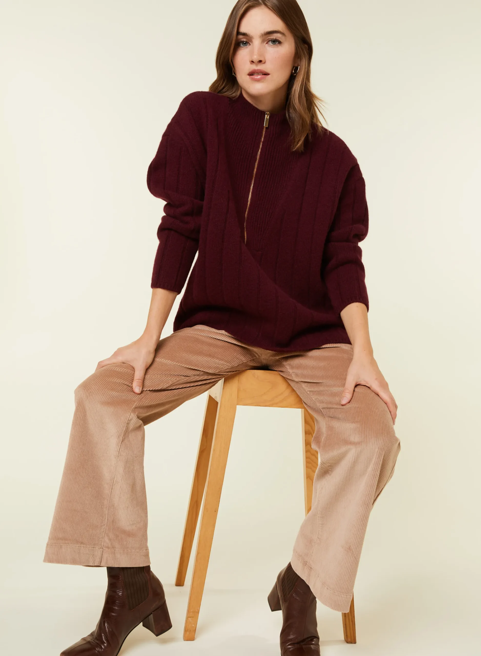 Maison Montagut Pull Col Montant Zippe En Cachemire Melange - Lodric>Femme Pulls