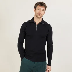 Maison Montagut Pull Col Montant Zippe En Laine Merinos - Mae><noscript><img width=