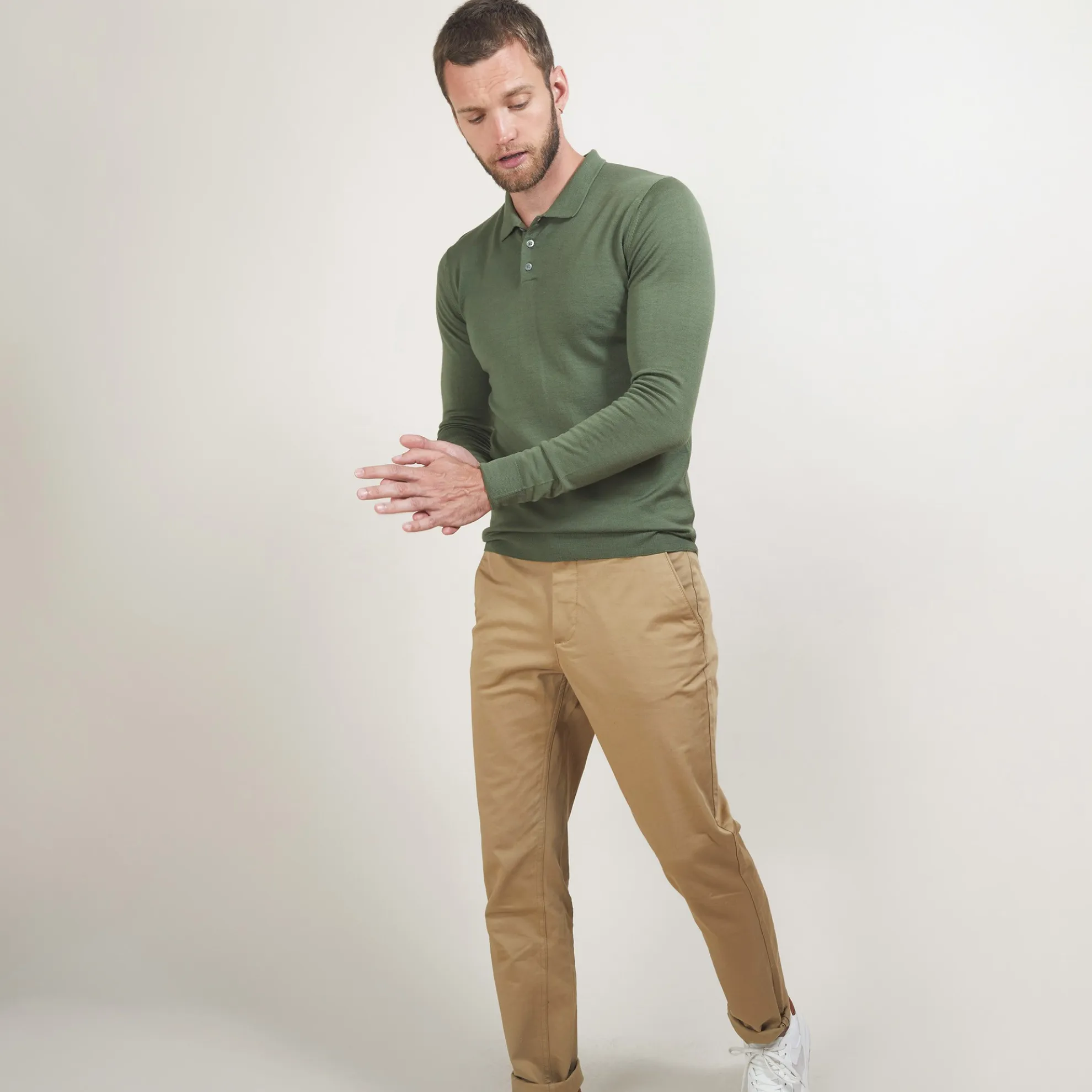 Maison Montagut Pull Col Polo En Laine Merinos - Beni>Homme Polos