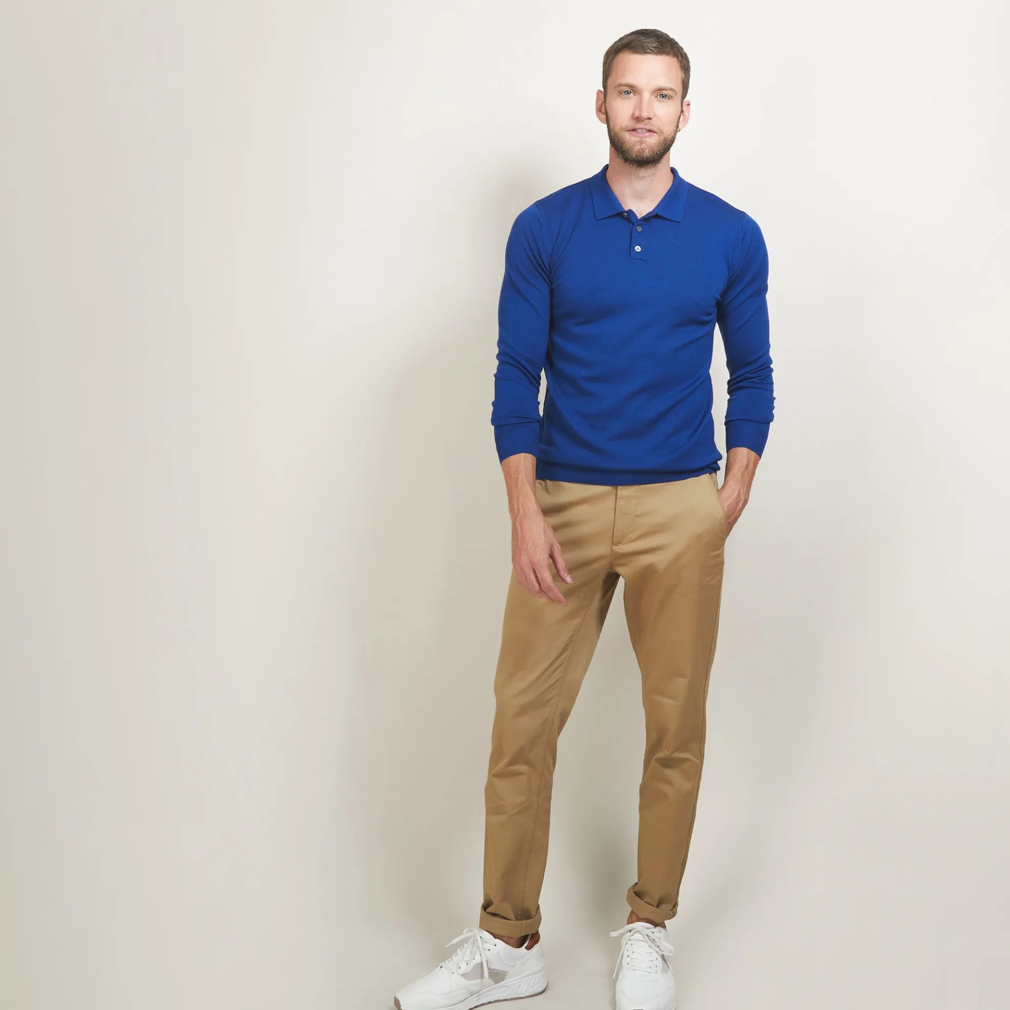 Maison Montagut Pull Col Polo En Laine Merinos - Beni>Homme Polos