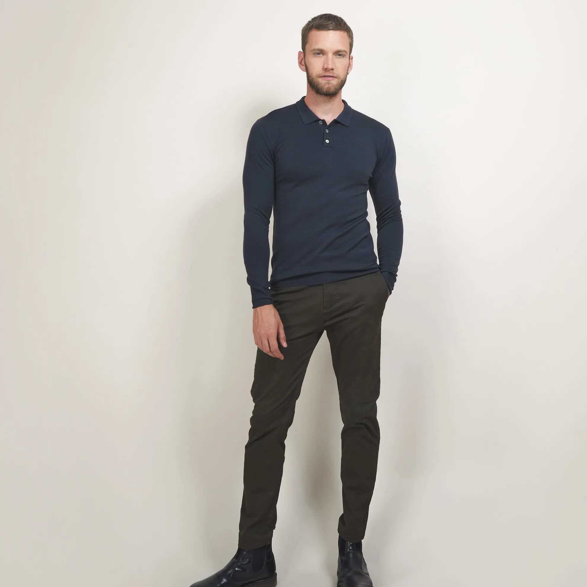 Maison Montagut Pull Col Polo En Laine Merinos - Beni>Homme Polos