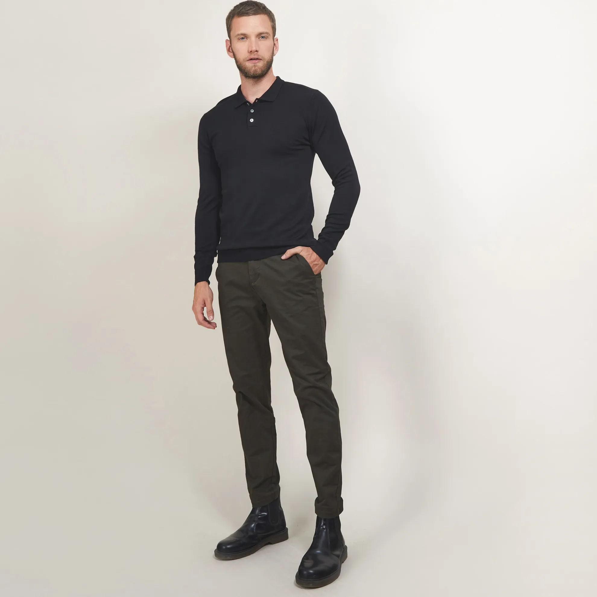 Maison Montagut Pull Col Polo En Laine Merinos - Beni>Homme Polos
