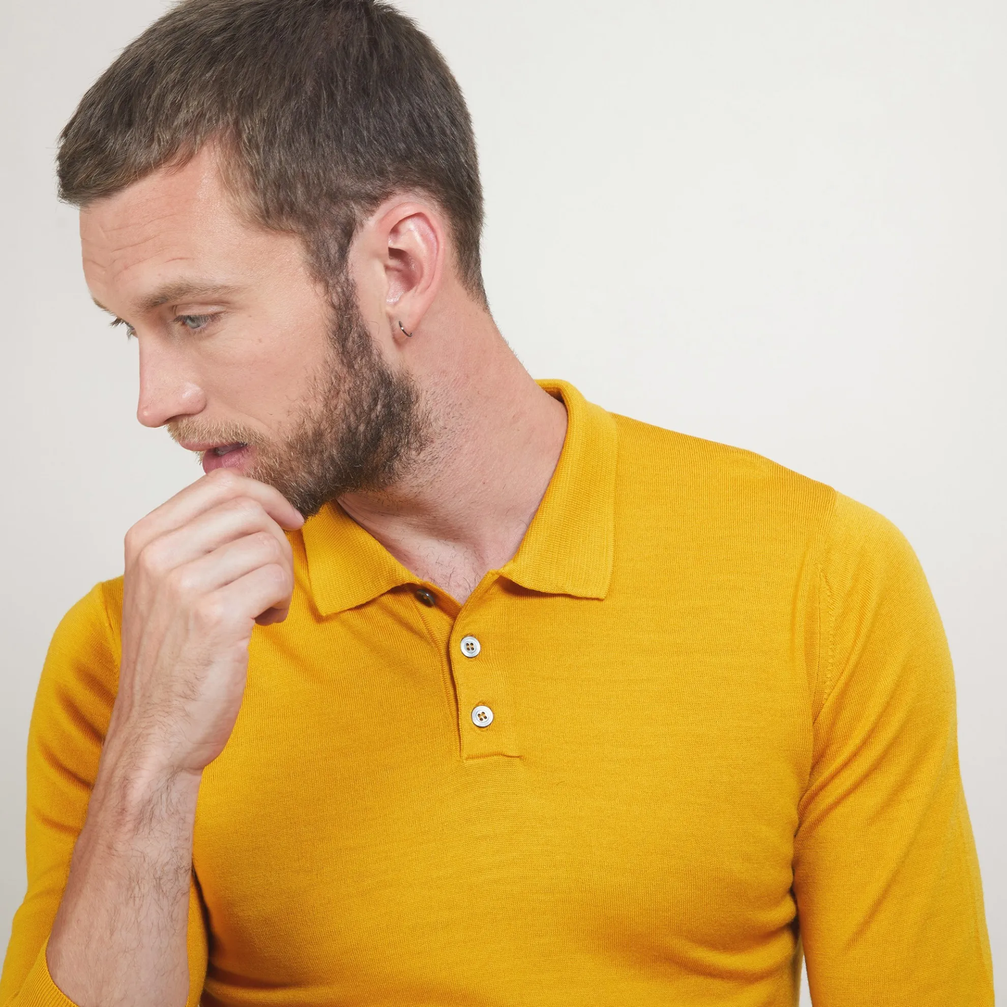 Maison Montagut Pull Col Polo En Laine Merinos - Beni>Homme Polos