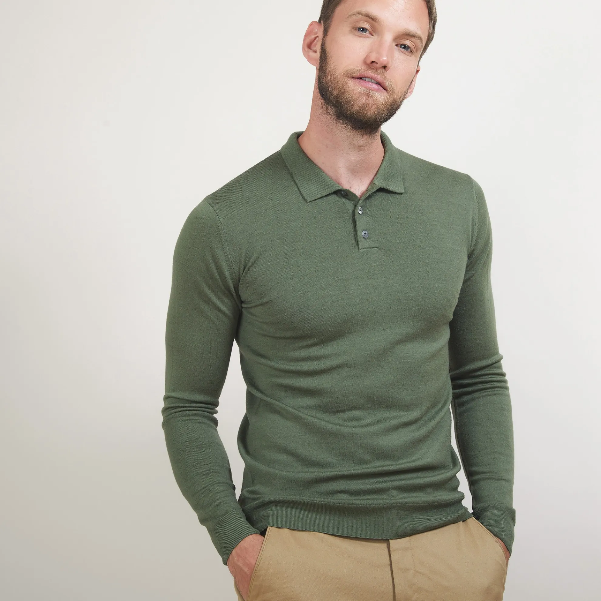 Maison Montagut Pull Col Polo En Laine Merinos - Beni>Homme Polos