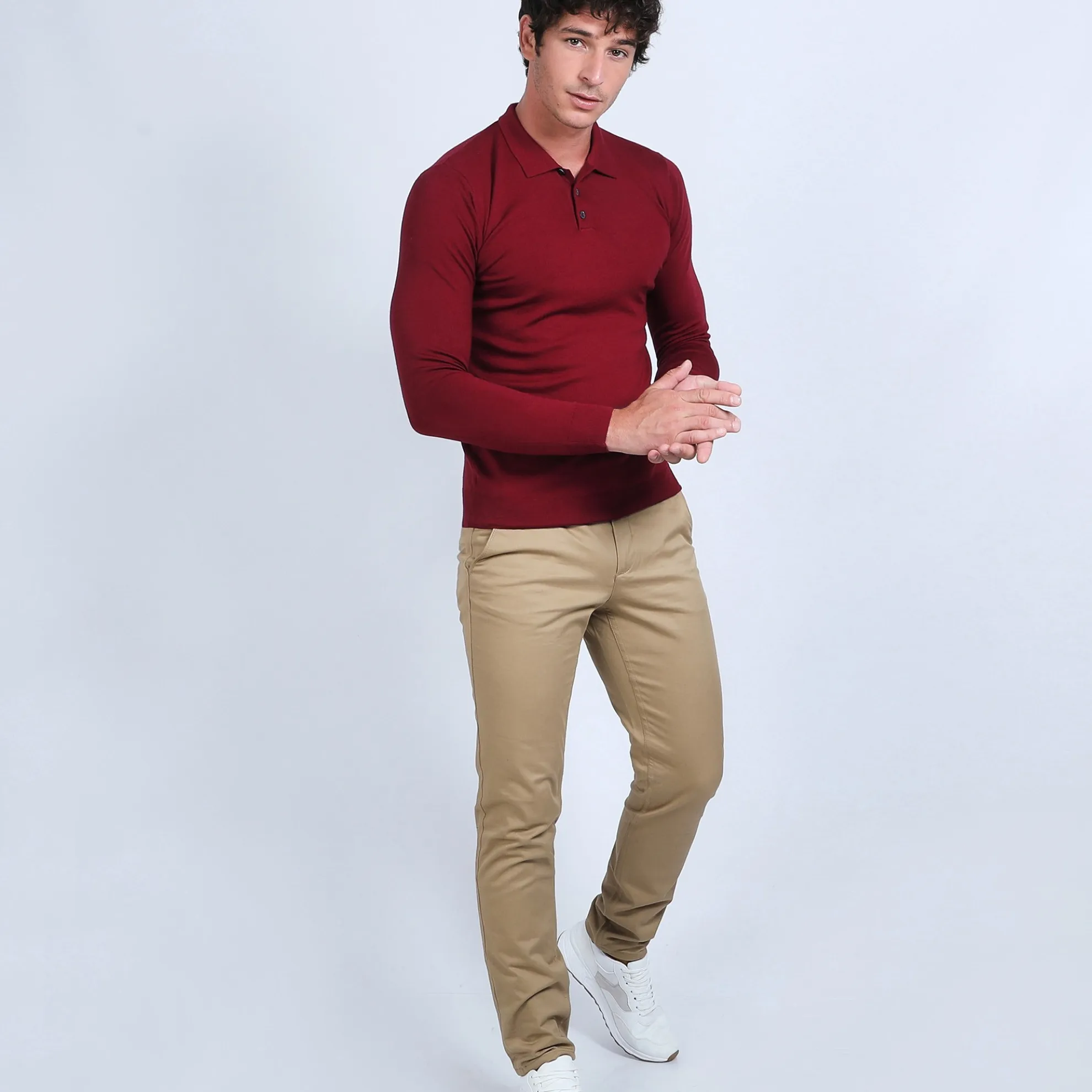 Maison Montagut Pull Col Polo En Laine Merinos - Beni>Homme Polos