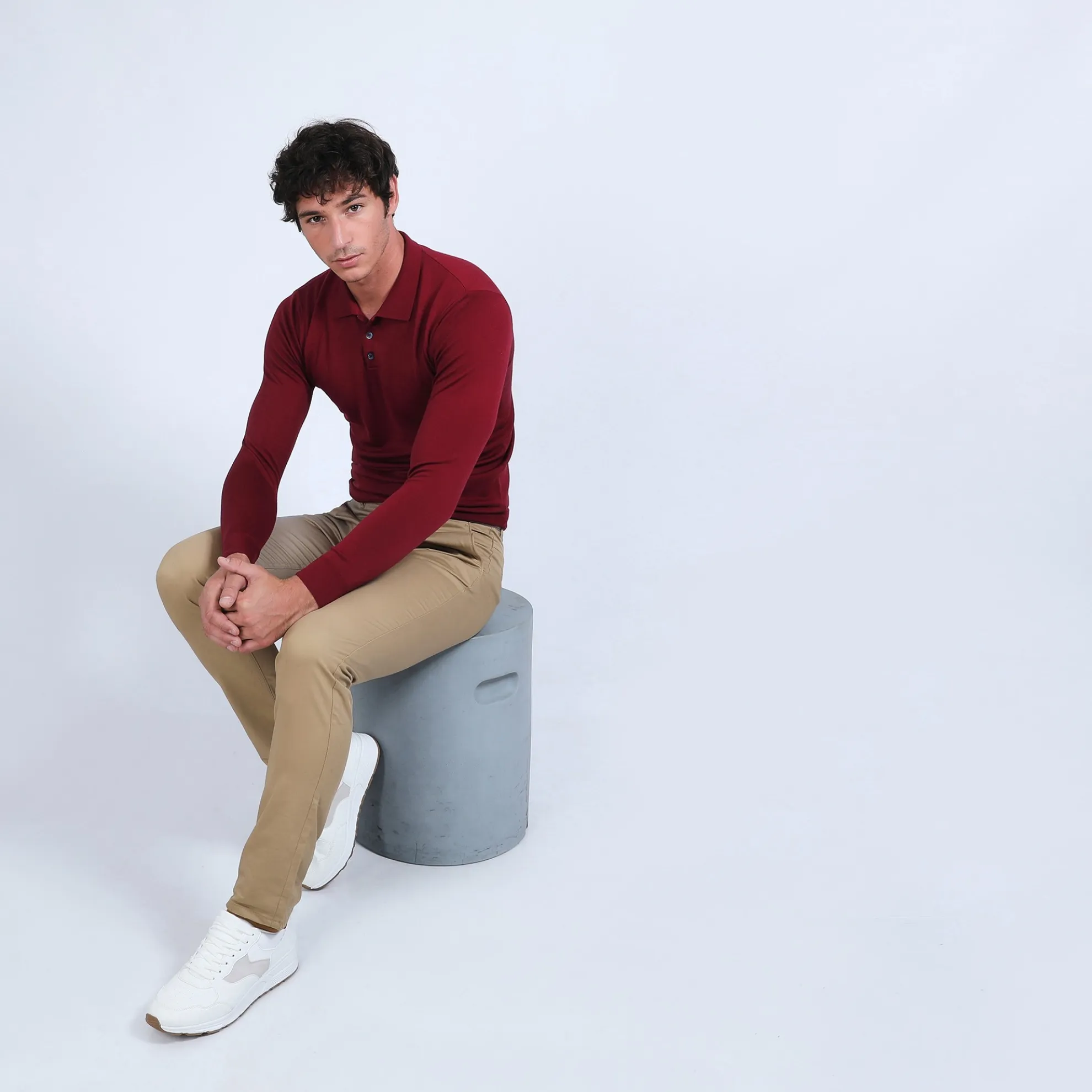 Maison Montagut Pull Col Polo En Laine Merinos - Beni>Homme Polos