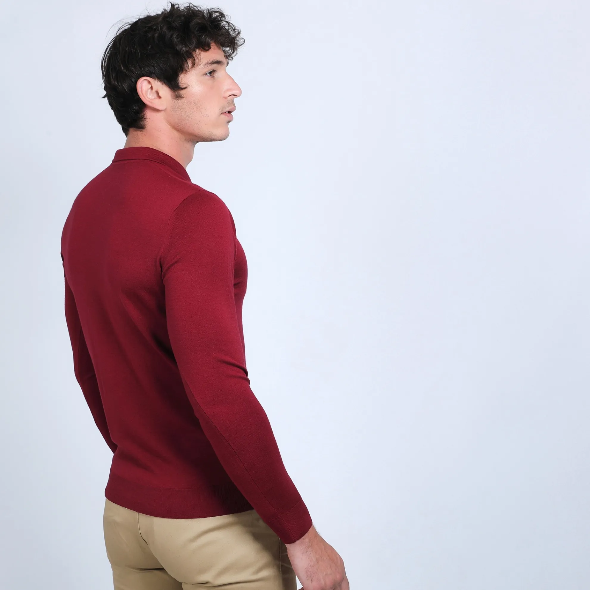 Maison Montagut Pull Col Polo En Laine Merinos - Beni>Homme Polos