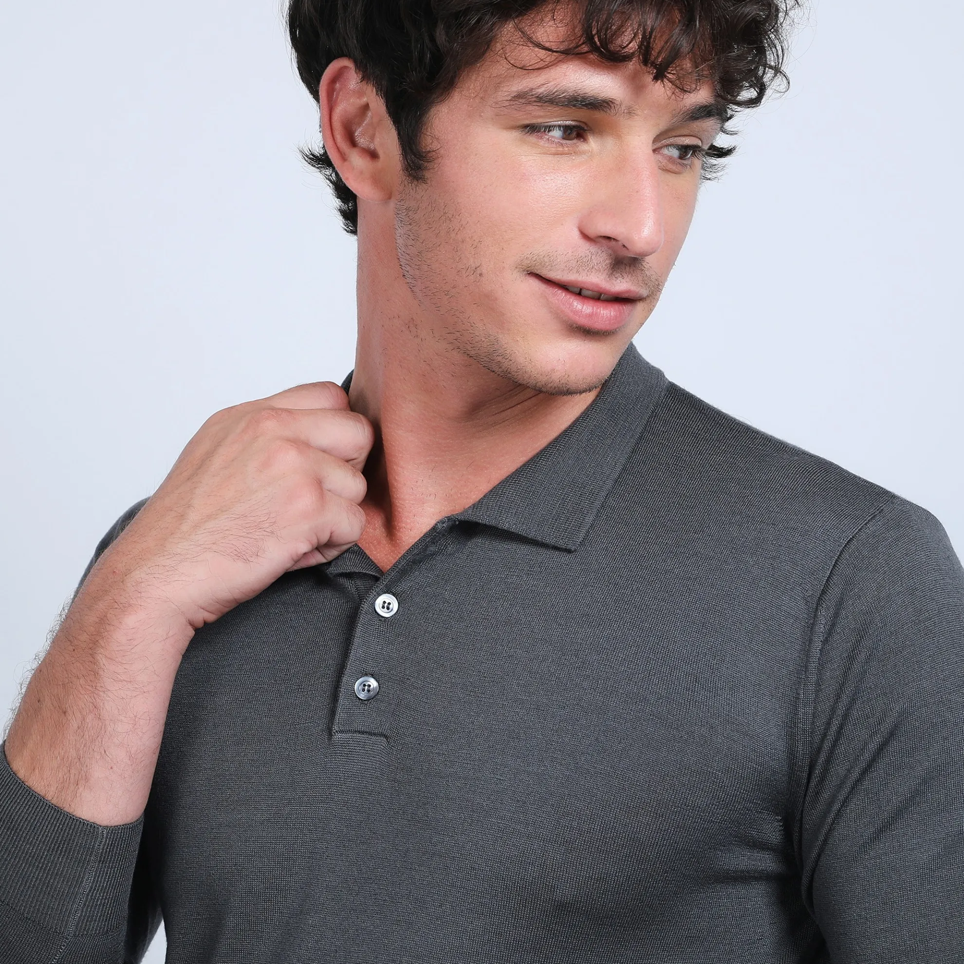 Maison Montagut Pull Col Polo En Laine Merinos - Beni>Homme Polos