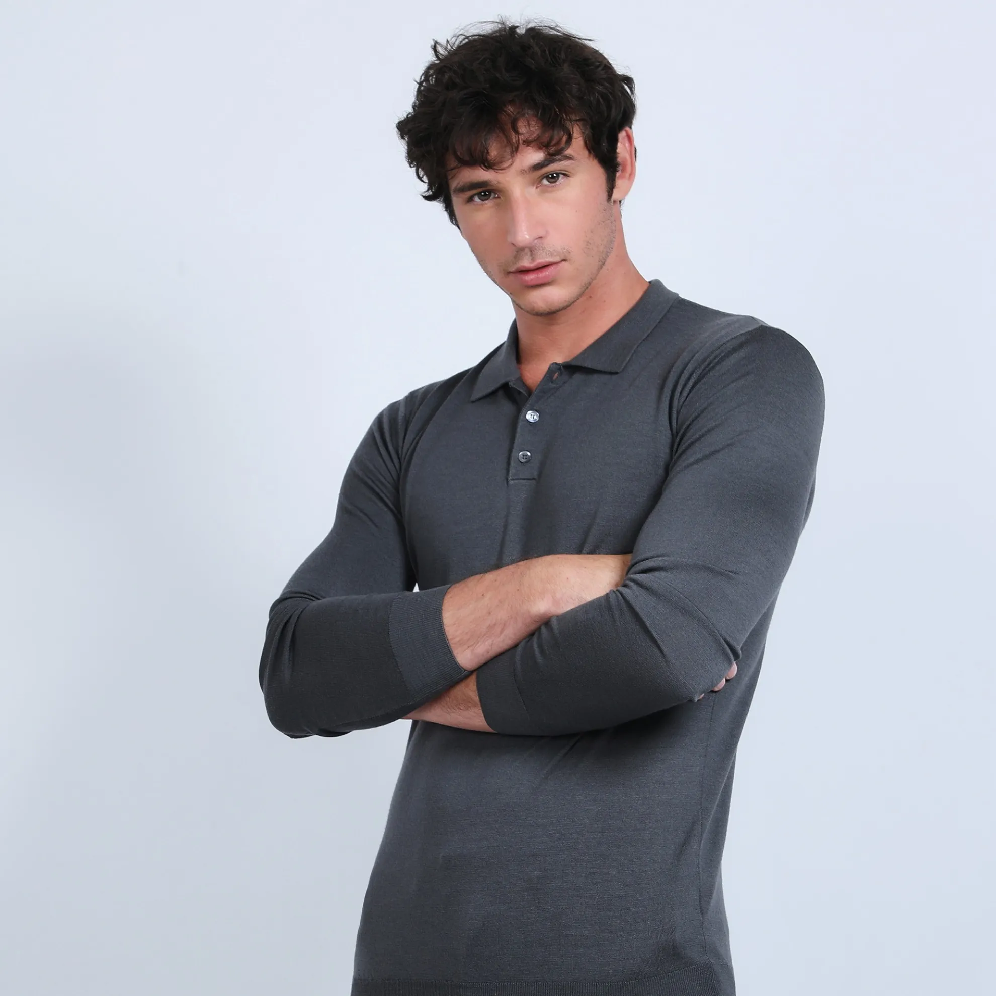 Maison Montagut Pull Col Polo En Laine Merinos - Beni>Homme Polos