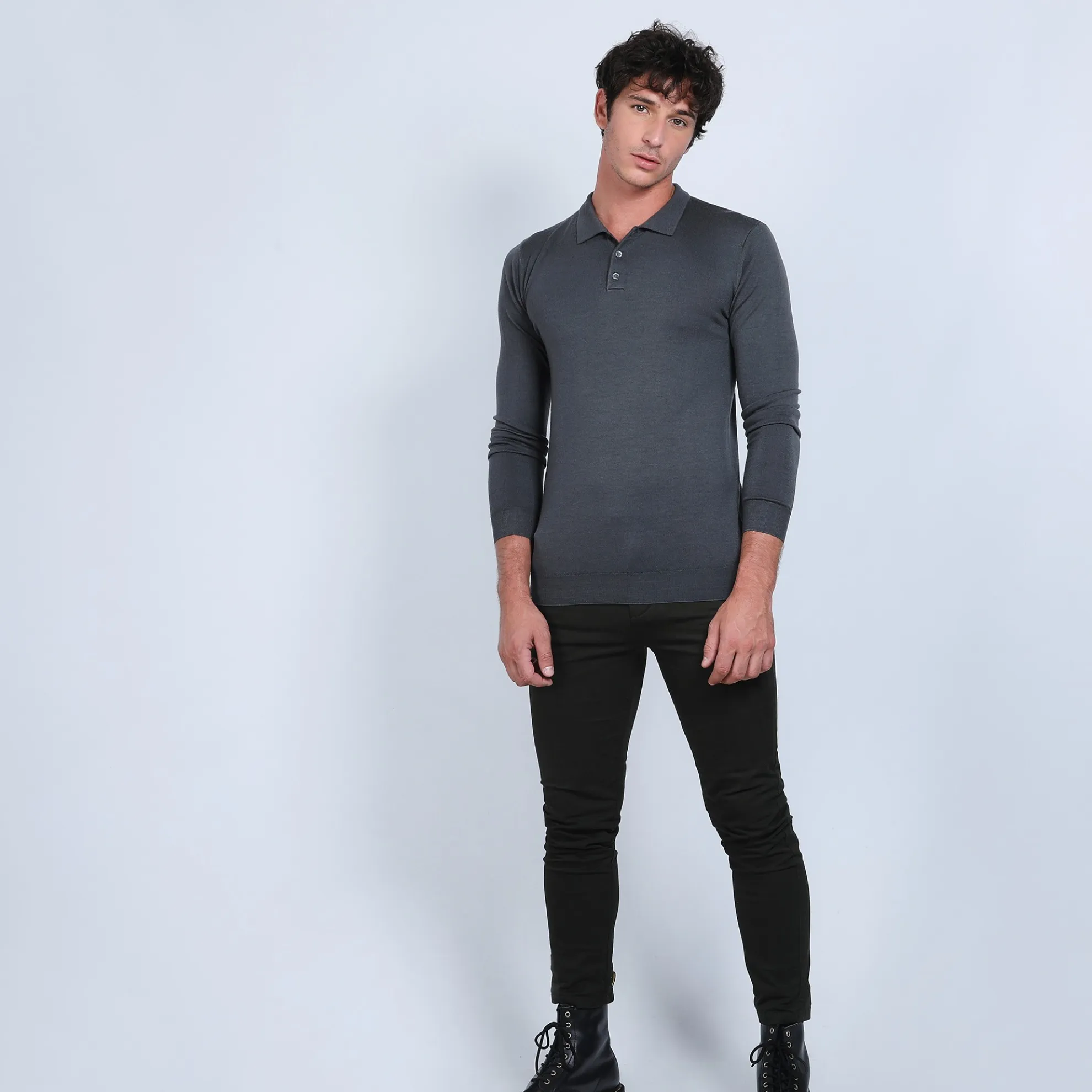 Maison Montagut Pull Col Polo En Laine Merinos - Beni>Homme Polos