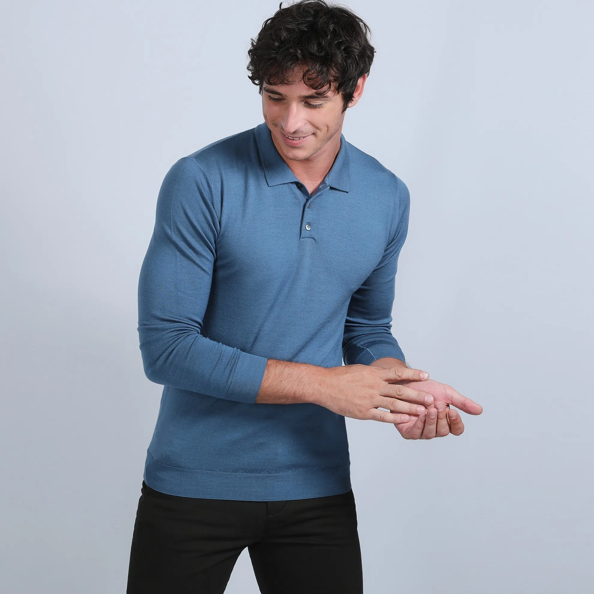 Maison Montagut Pull Col Polo En Laine Merinos - Beni>Homme Polos