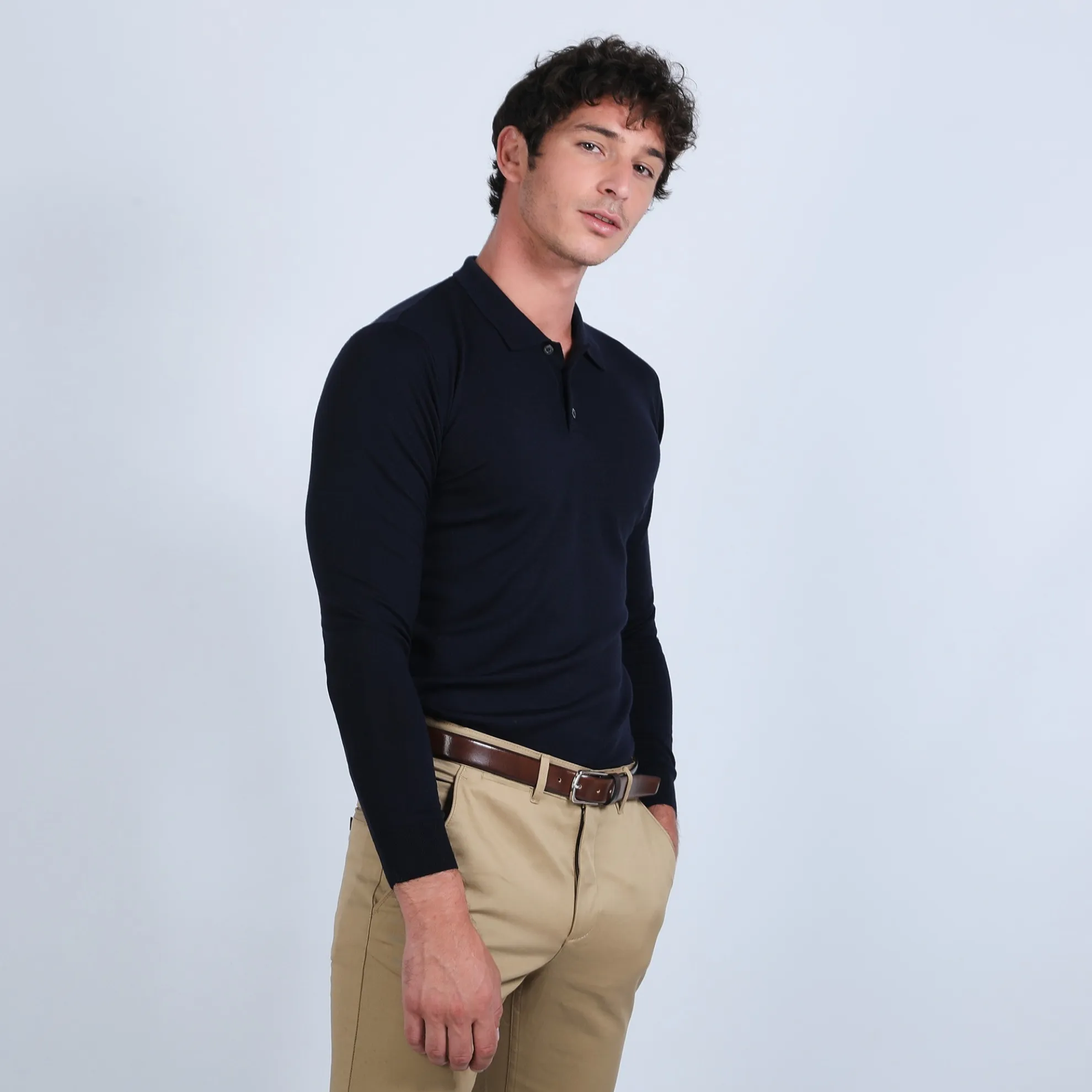 Maison Montagut Pull Col Polo En Laine Merinos - Beni>Homme Polos