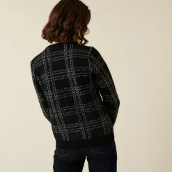 Maison Montagut Pull Col Rond A Carreaux En Laine Alpaga - Carin><noscript><img width=