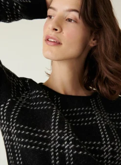 Maison Montagut Pull Col Rond A Carreaux En Laine Alpaga - Carin><noscript><img width=