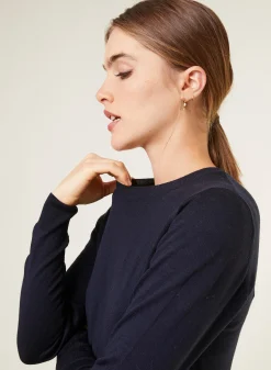 Maison Montagut Pull Col Rond A Point Jersey En Laine Merinos - Asena><noscript><img width=