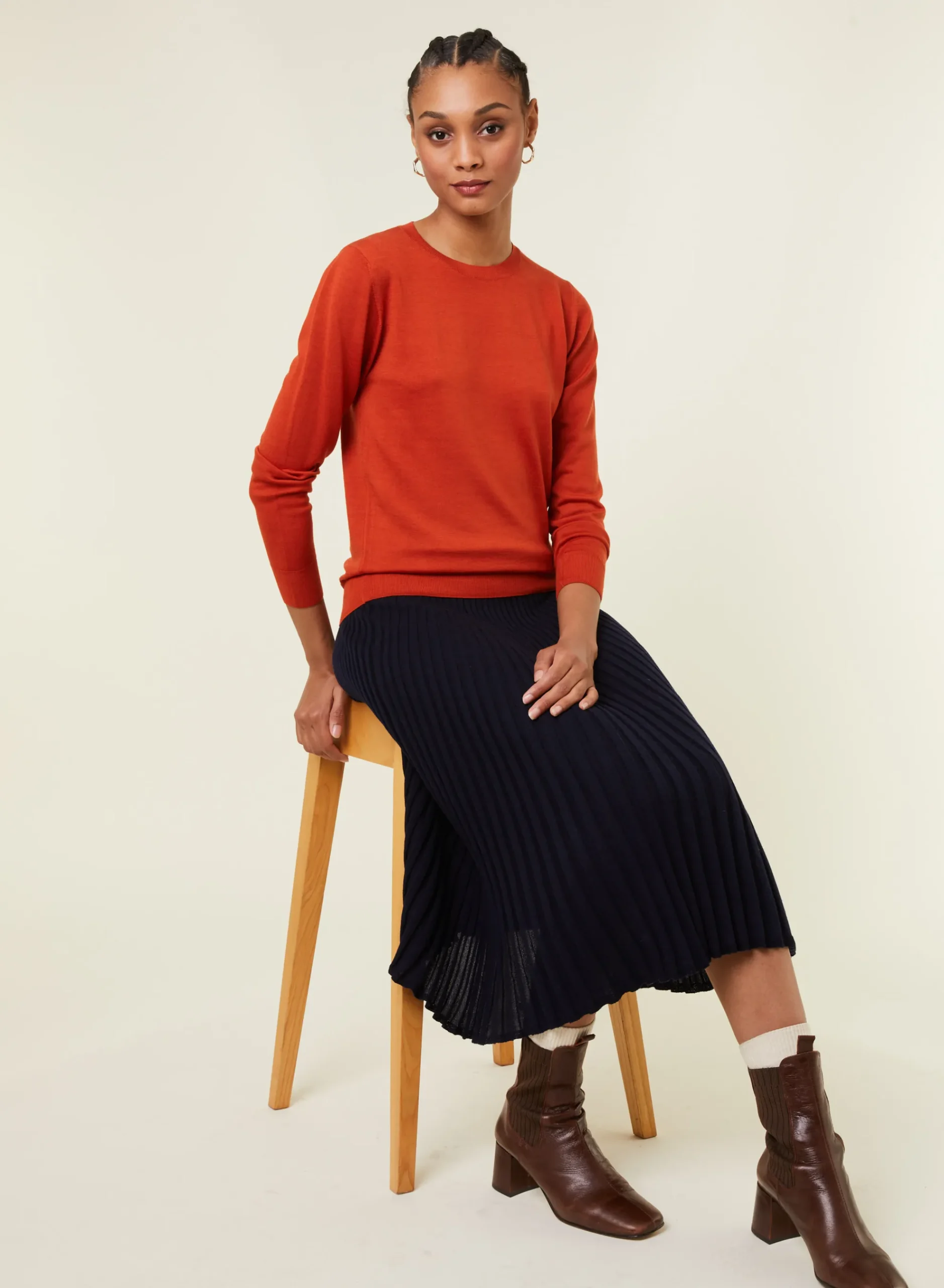 Maison Montagut Pull Col Rond A Point Jersey En Laine Merinos - Asena>Femme Pulls