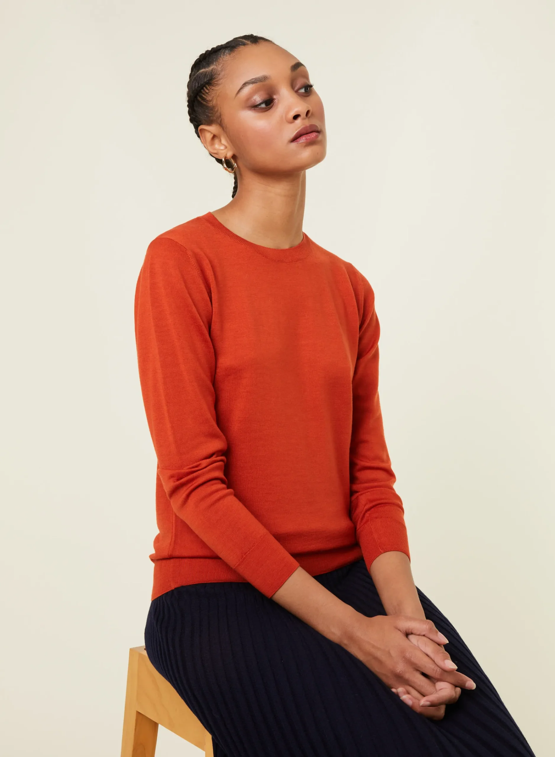 Maison Montagut Pull Col Rond A Point Jersey En Laine Merinos - Asena>Femme Pulls