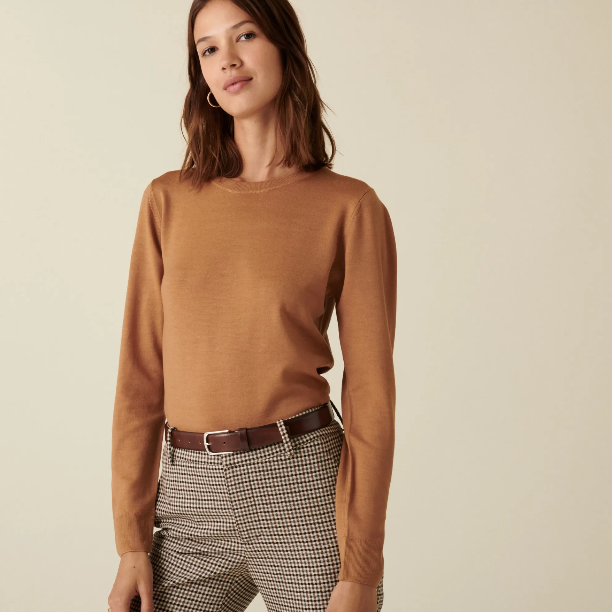 Maison Montagut Pull Col Rond A Point Jersey En Laine Merinos - Asena>Femme Pulls