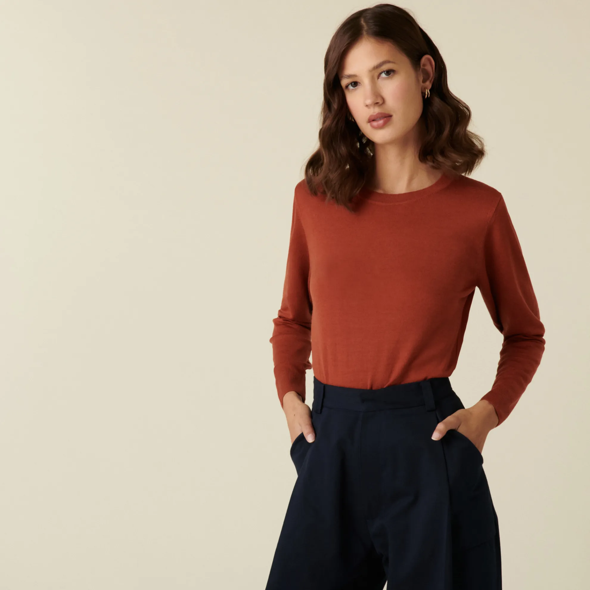 Maison Montagut Pull Col Rond A Point Jersey En Laine Merinos - Asena>Femme Pulls