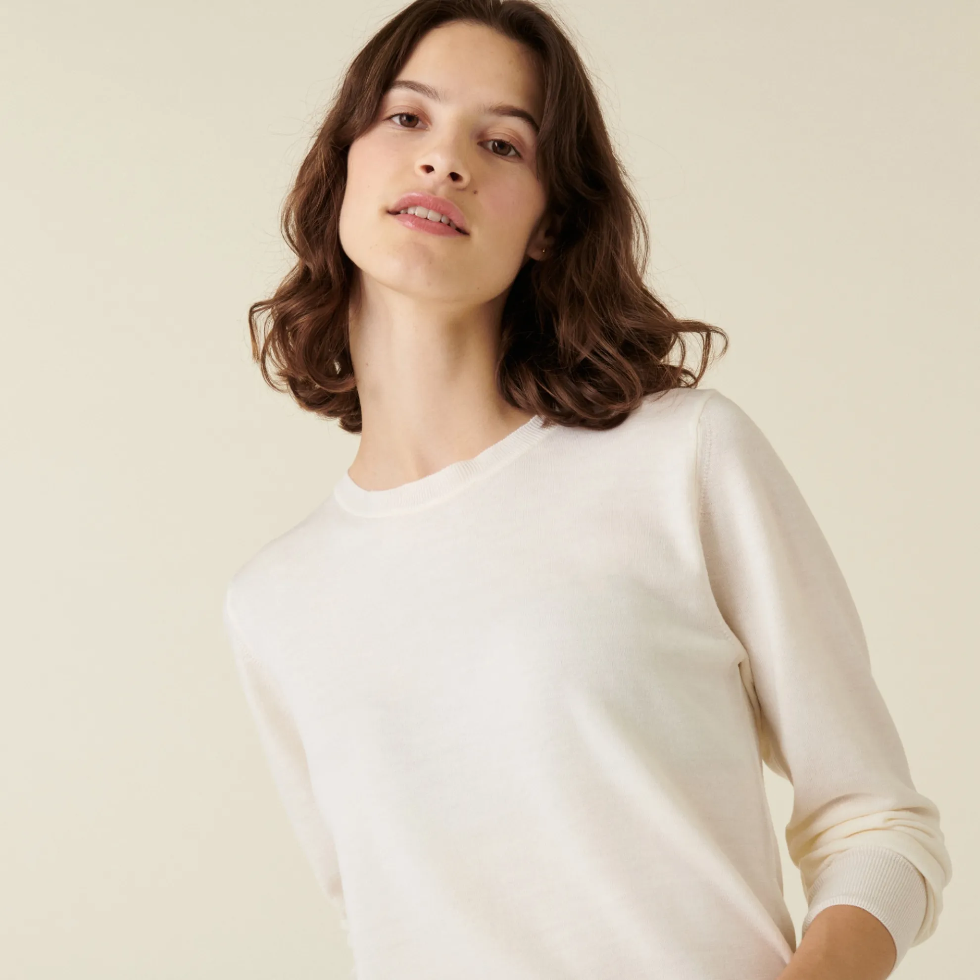 Maison Montagut Pull Col Rond A Point Jersey En Laine Merinos - Asena>Femme Pulls