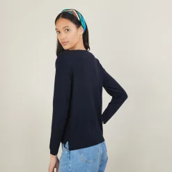 Maison Montagut Pull Col Rond Avec Fentes En Laine Merinos - Betina><noscript><img width=