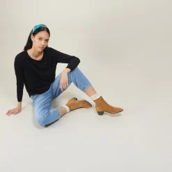 Maison Montagut Pull Col Rond Avec Fentes En Laine Merinos - Betina><noscript><img width=