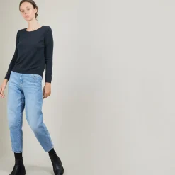 Maison Montagut Pull Col Rond Avec Fentes En Laine Merinos - Betina><noscript><img width=