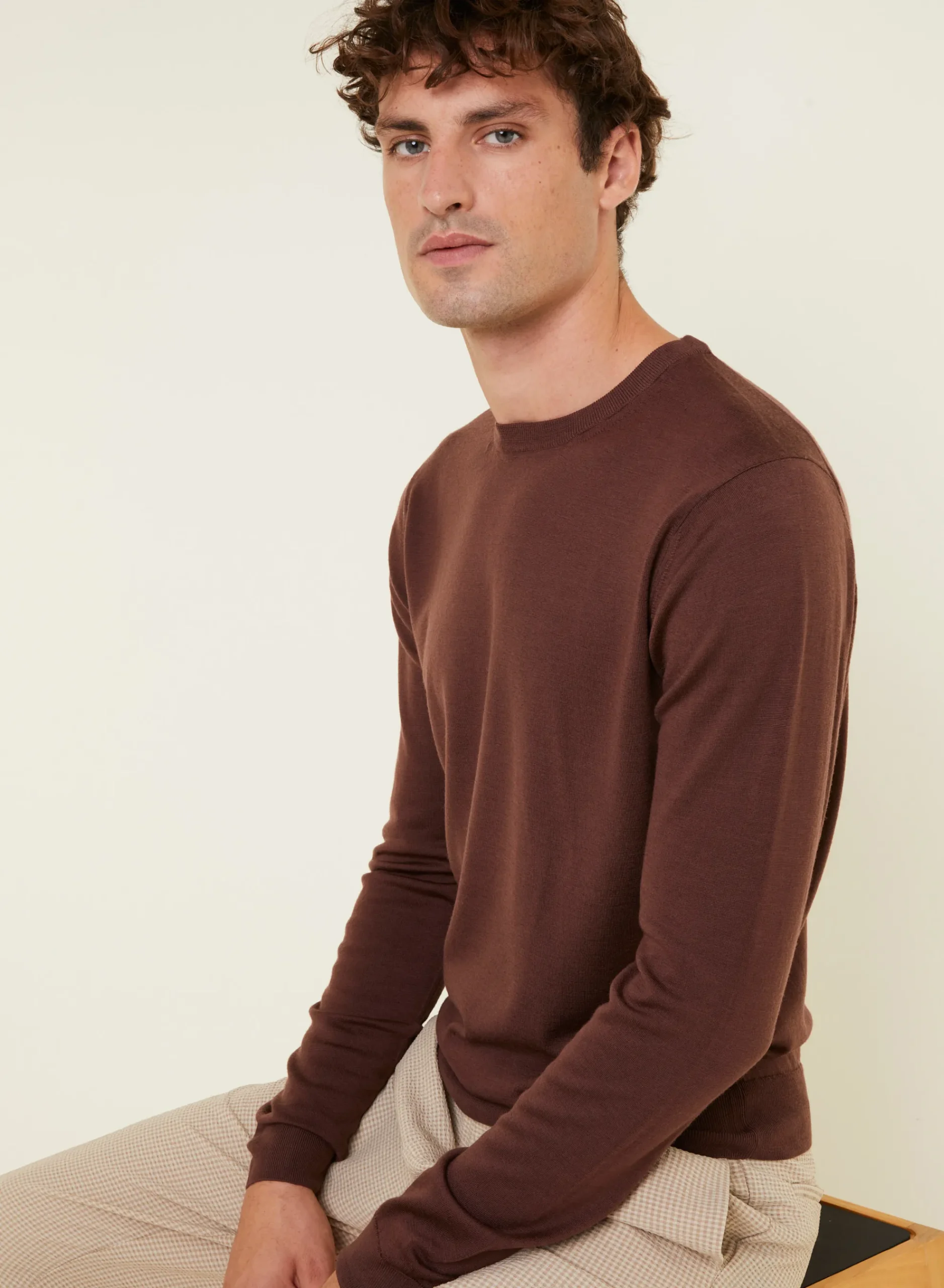 Maison Montagut Pull Col Rond Avec Logo En Laine Merinos - Eddie>Homme Pulls