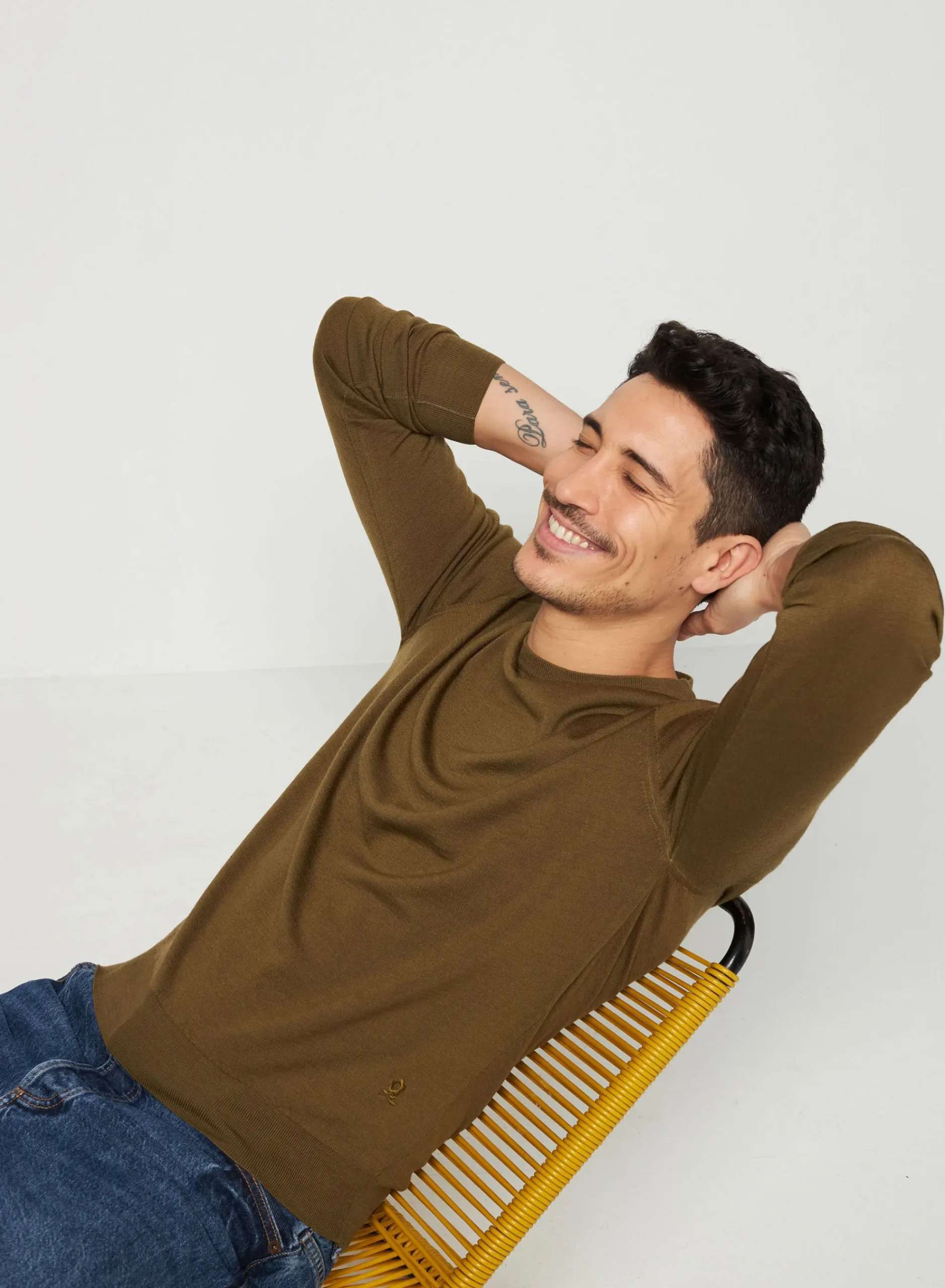 Maison Montagut Pull Col Rond Avec Logo En Laine Merinos - Eddie>Homme Pulls