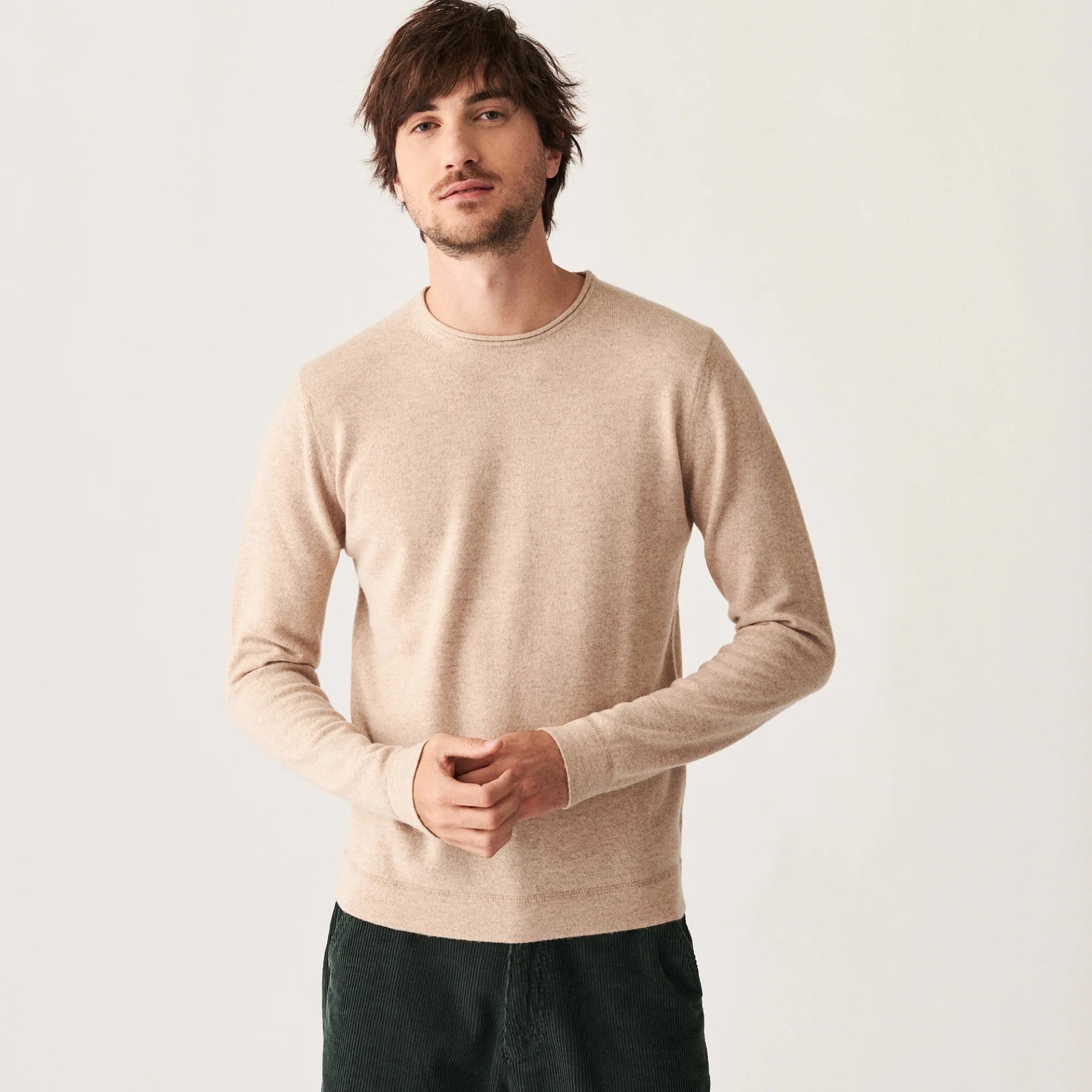 Maison Montagut Pull Col Rond En Cachemire Finitions Roulotees - Ernest>Homme Pulls