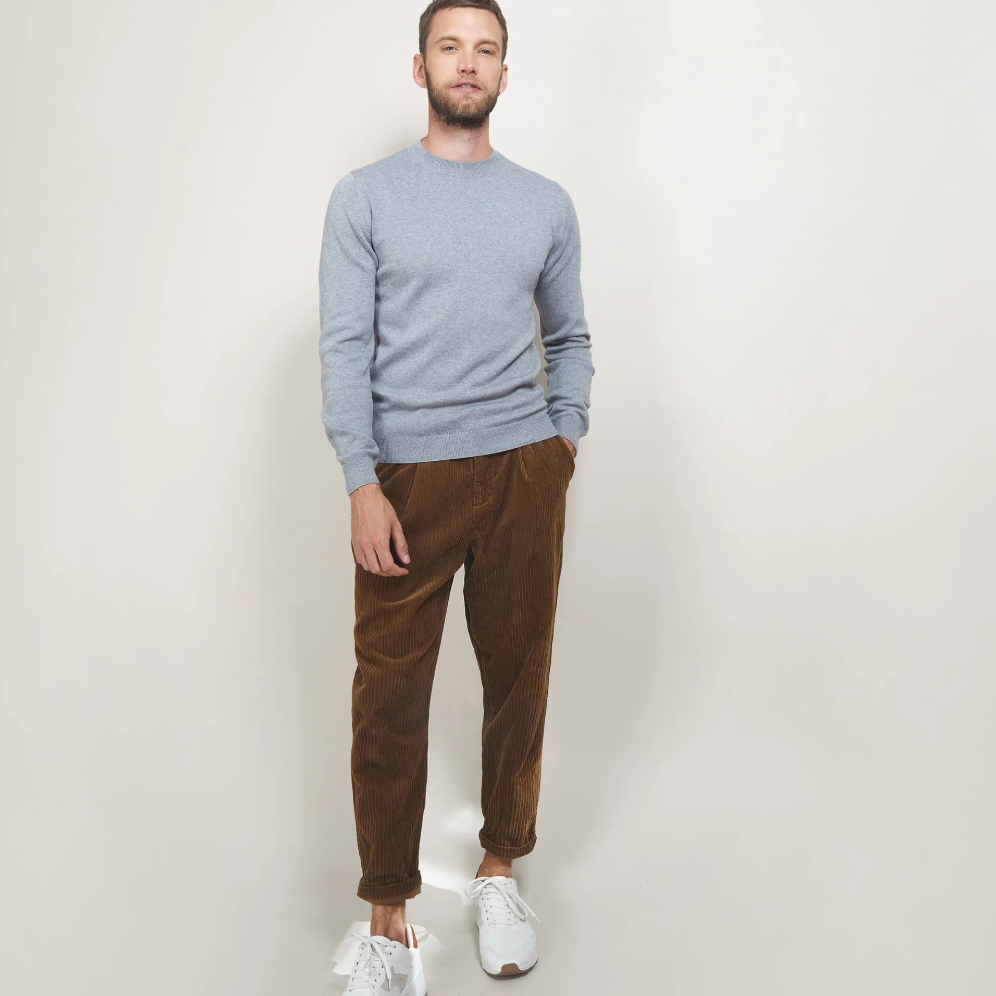 Maison Montagut Pull Col Rond En Coton Cachemire - Burton>Homme Pulls