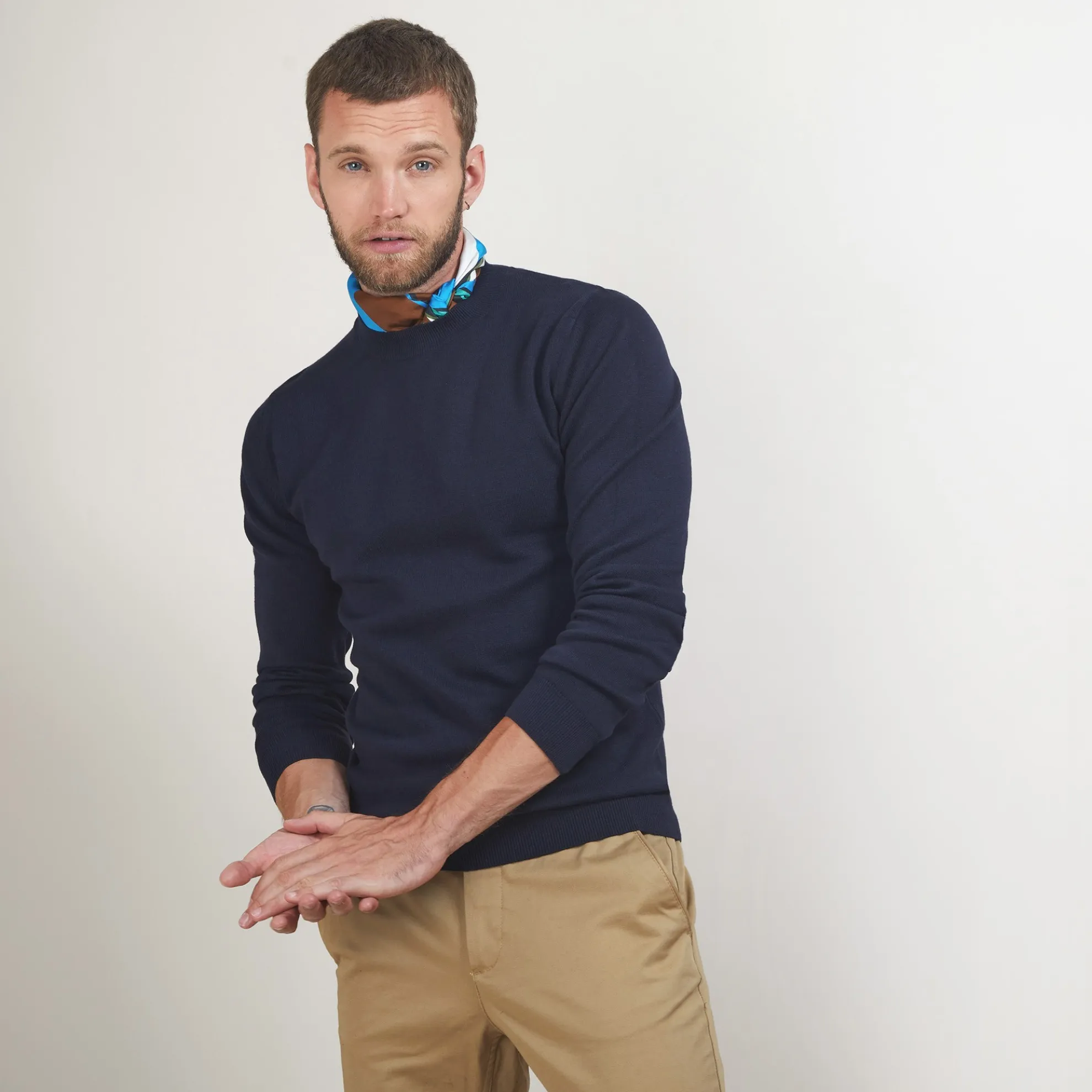 Maison Montagut Pull Col Rond En Coton Cachemire - Burton>Homme Pulls