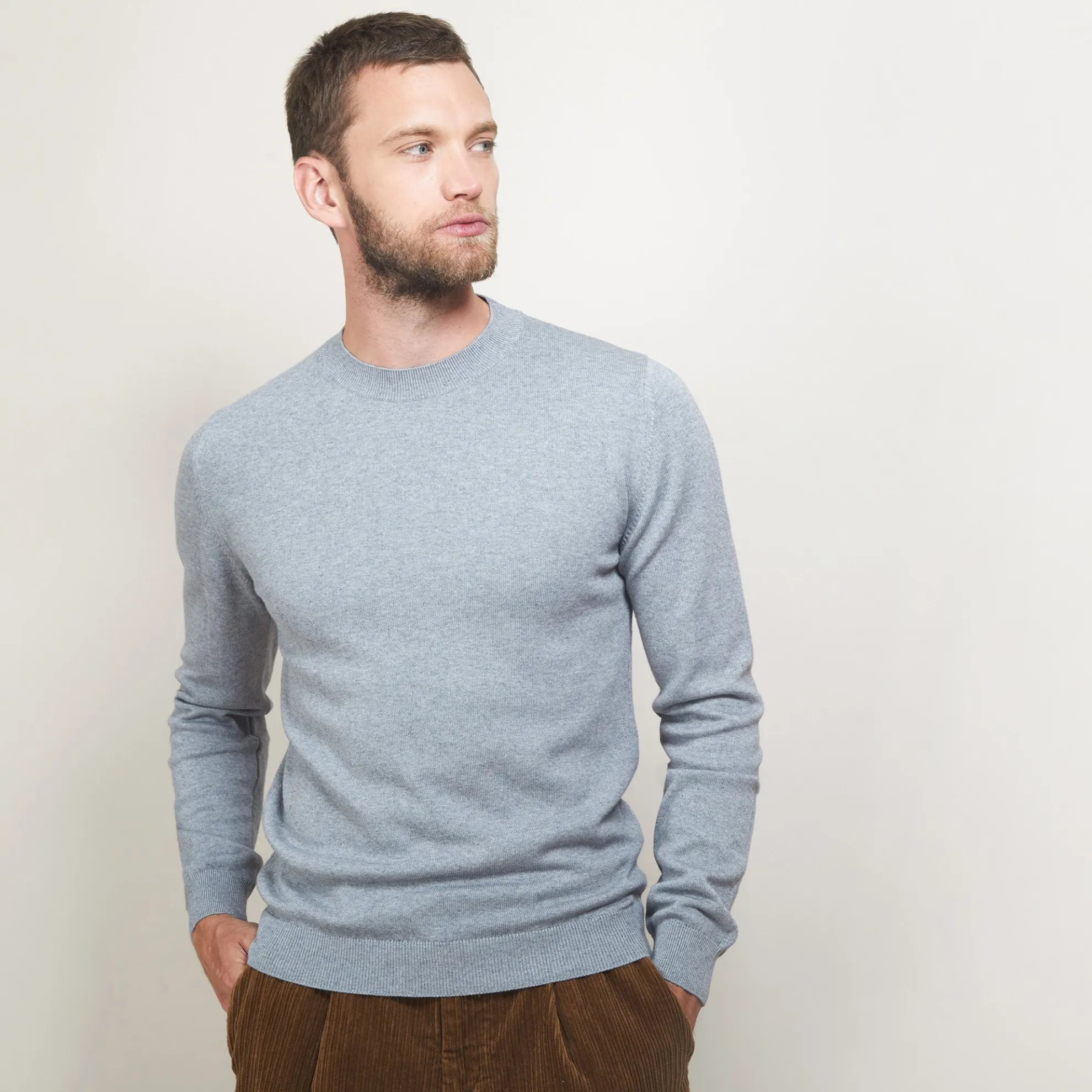 Maison Montagut Pull Col Rond En Coton Cachemire - Burton>Homme Pulls