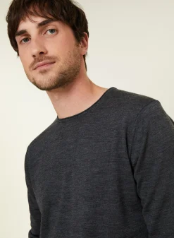 Maison Montagut Pull Col Rond En Laine Merinos Finitions Roulotees - Rythme><noscript><img width=