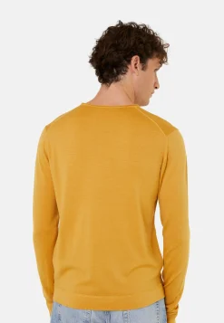 Maison Montagut Pull Col Rond En Laine Merinos Finitions Roulotees - Rythme><noscript><img width=