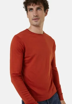 Maison Montagut Pull Col Rond En Laine Merinos Finitions Roulotees - Rythme><noscript><img width=