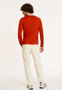 Maison Montagut Pull Col Rond En Laine Merinos Finitions Roulotees - Rythme><noscript><img width=