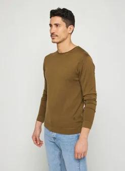 Maison Montagut Pull Col Rond En Laine Merinos Finitions Roulotees - Rythme><noscript><img width=