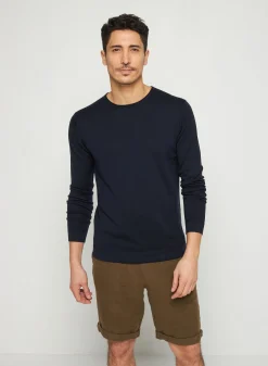 Maison Montagut Pull Col Rond En Laine Merinos Finitions Roulotees - Rythme><noscript><img width=