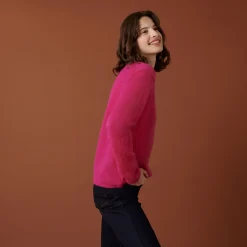 Maison Montagut Pull Col Rond En Mohair Finitions Roulotees - Alexia><noscript><img width=