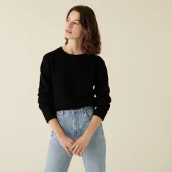 Maison Montagut Pull Col Rond En Mohair Finitions Roulotees - Alexia><noscript><img width=