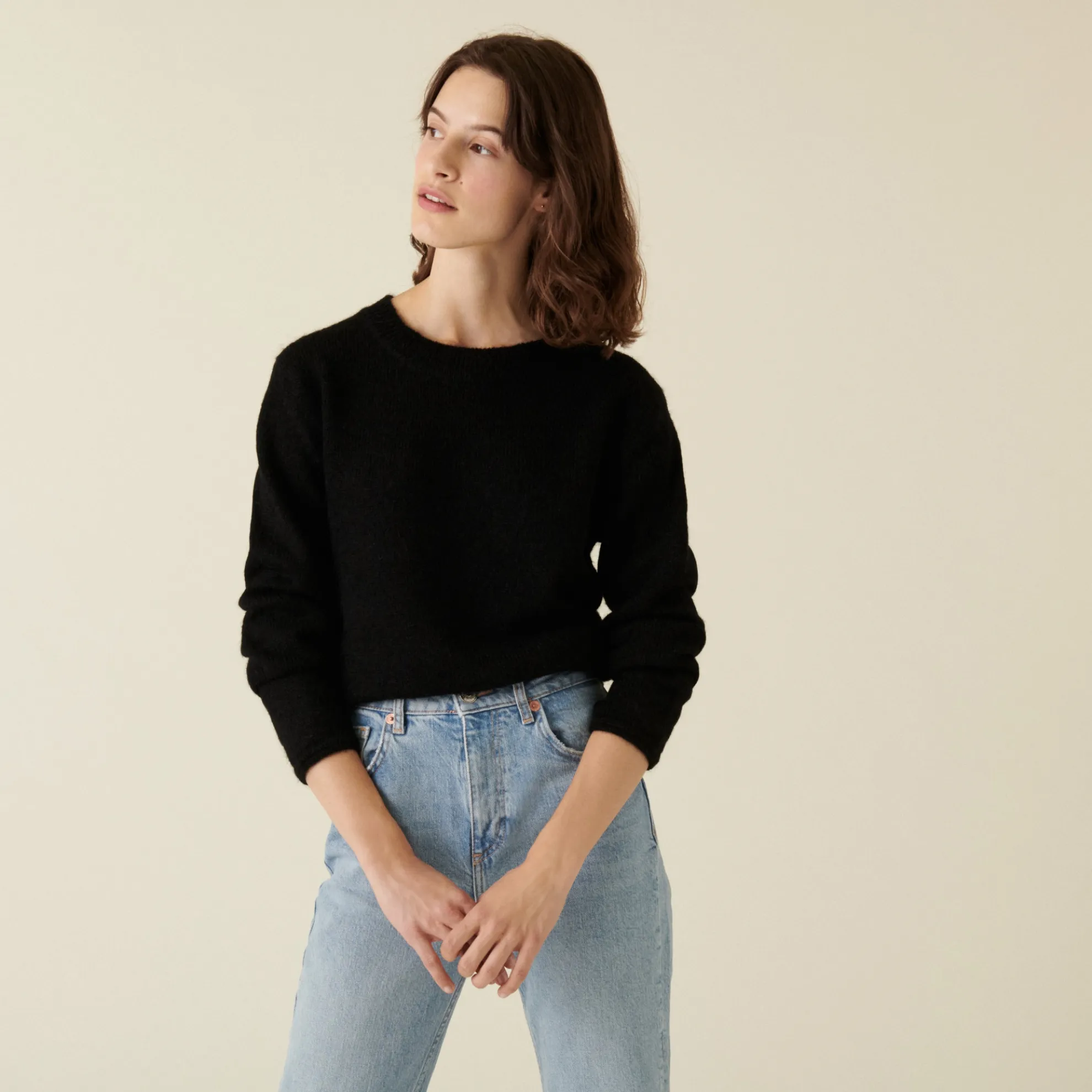 Maison Montagut Pull Col Rond En Mohair Finitions Roulotees - Alexia>Femme Pulls