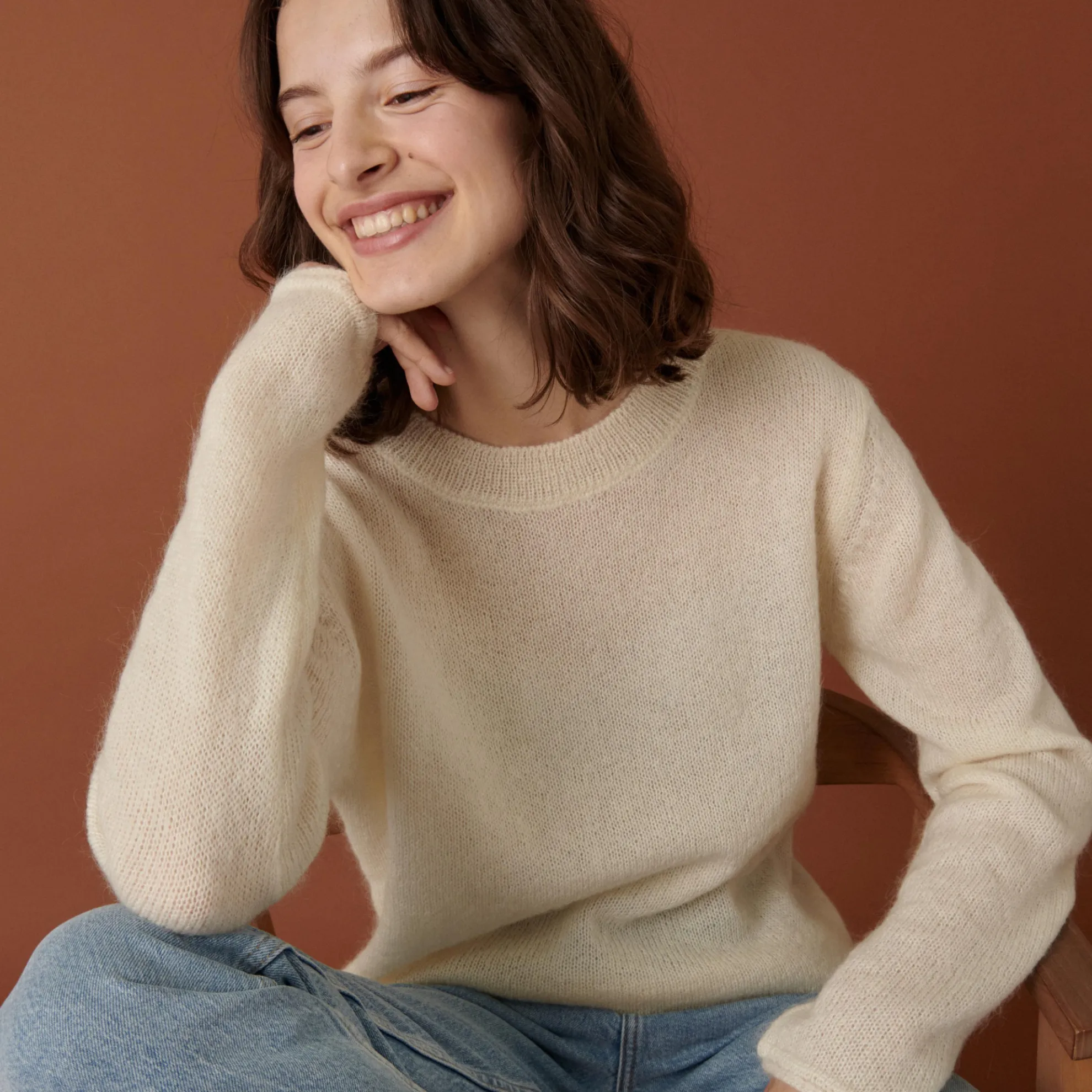Maison Montagut Pull Col Rond En Mohair Finitions Roulotees - Alexia>Femme Pulls