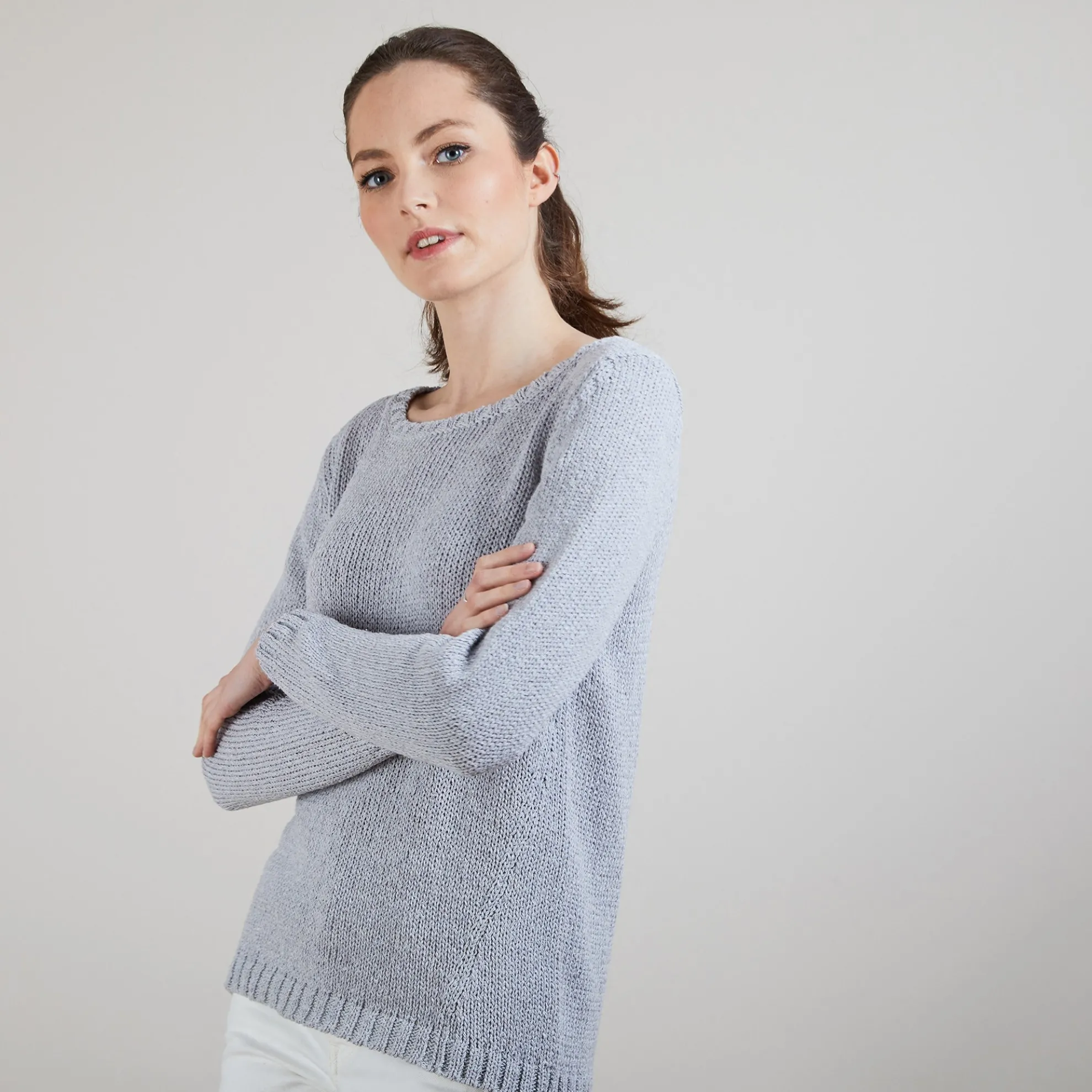 Maison Montagut Pull Col Rond En Soie Coton Et Laine - Benji>Femme Pulls