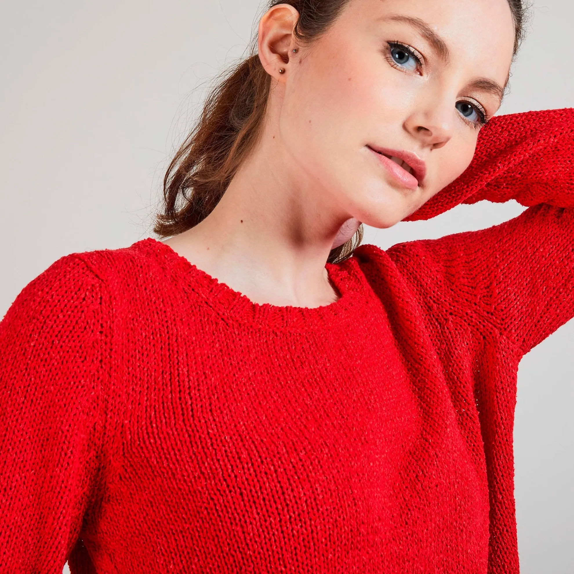 Maison Montagut Pull Col Rond En Soie Coton Et Laine - Benji>Femme Pulls