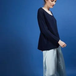 Maison Montagut Pull Col Rond En Viscose Crepe - Babouche><noscript><img width=