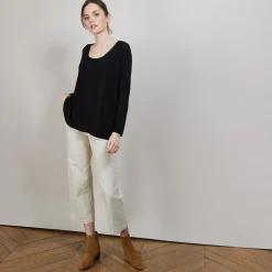 Maison Montagut Pull Col Rond En Viscose Crepe - Babouche><noscript><img width=