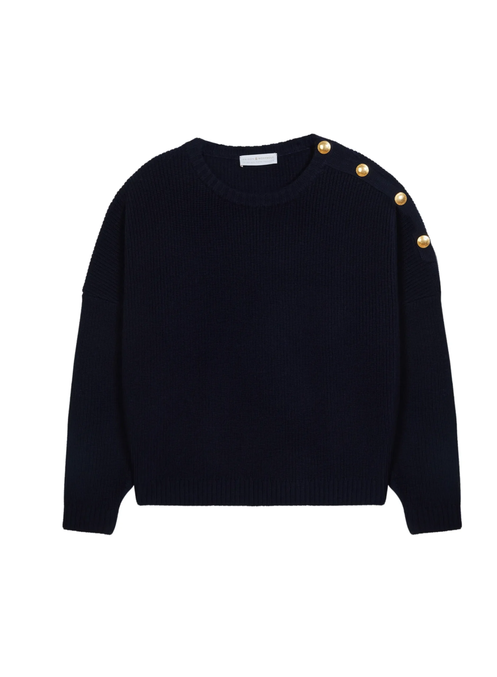 Maison Montagut Pull Col Rond Epaule Boutonnee En Laine Merinos - Gao>Femme Pulls