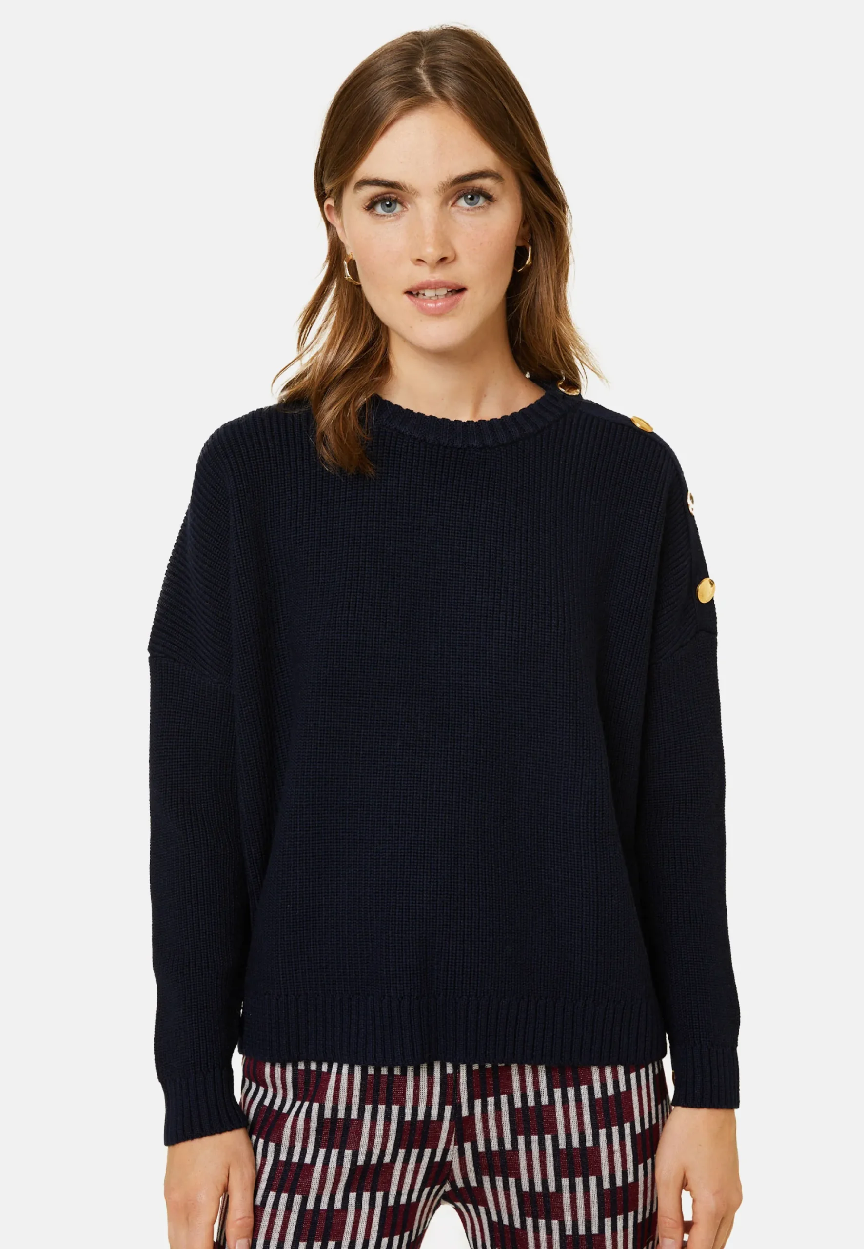 Maison Montagut Pull Col Rond Epaule Boutonnee En Laine Merinos - Gao>Femme Pulls